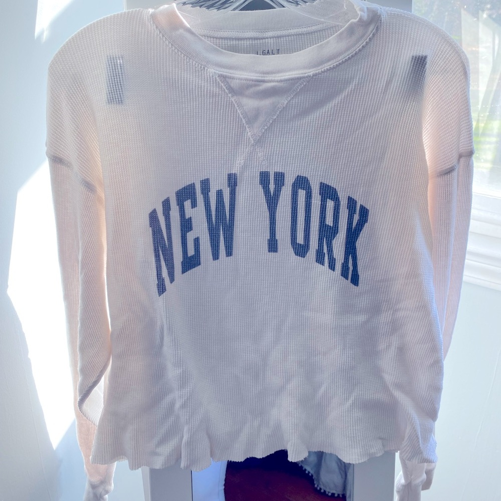 Fabulous J Galt Brandy Melville Thermal White Cotton New York Tee! One Size.